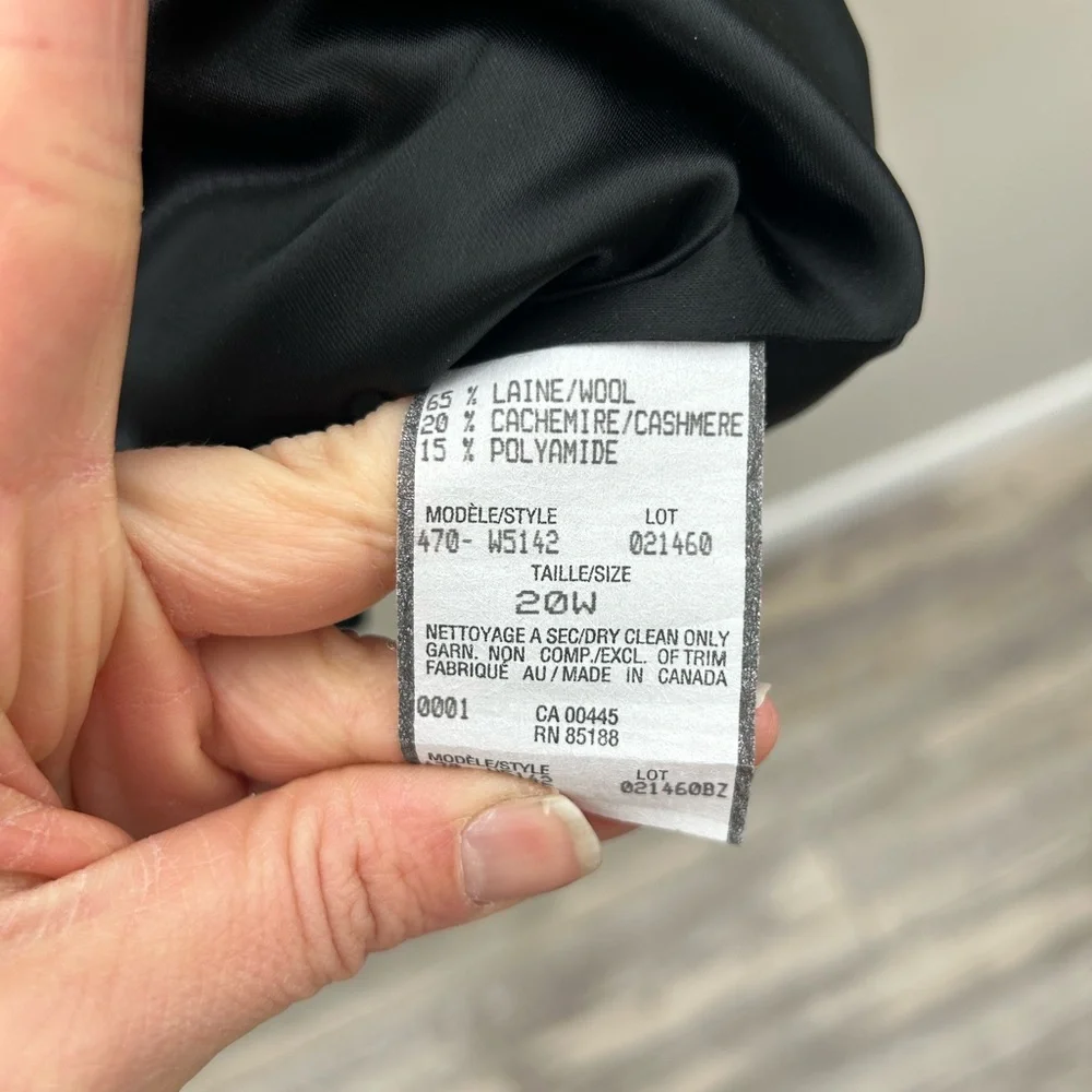 Louben Vintage Elegant Wool Cashmere Blend Flare Sleeve Black Chic Trench Coat - Picture 7 of 7